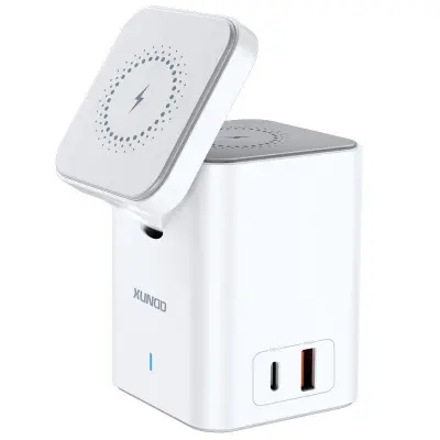 XUNDD 041 4-i-1 Magnetisk Trådlös Laddare med Justerbar Station, USB-A + Type-C