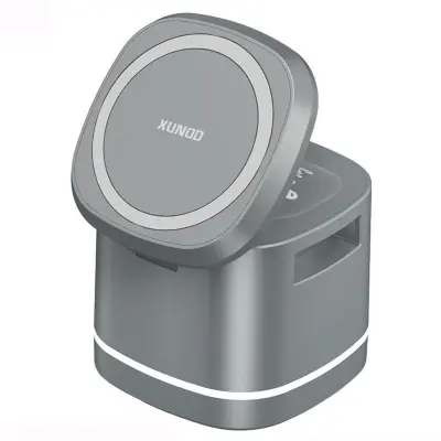 XUNDD XDCH-061 3-i-1 Magnetisk Trådlös Laddare Fällbar Ställning - Grå