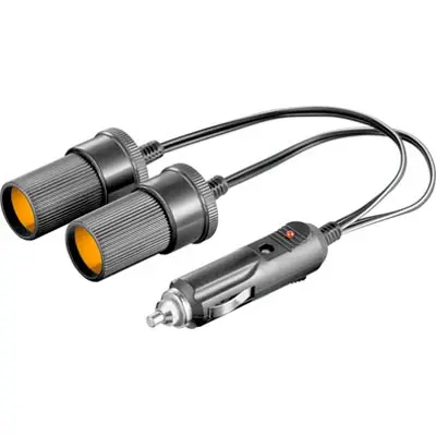 Y-splitter 1-2 för cigarettuttag i bilen, 0,2m - Svart