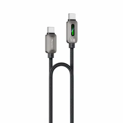 YESIDO USB-C - USB-C 60W 3A Kabel 1.2m Zinc Allo - Grå