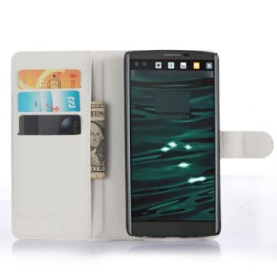 Lychee Skin Plånboksfodral till LG V10 - Vit