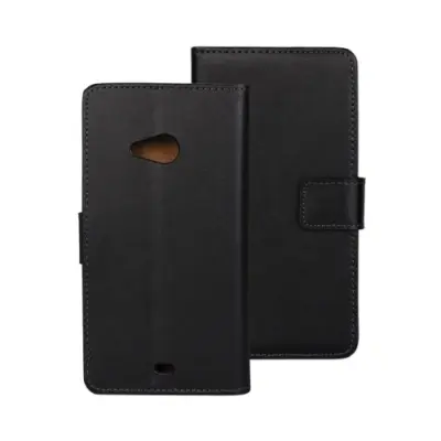 Äkta Läder Plånboksfodral till Microsoft Lumia 535 - Svart