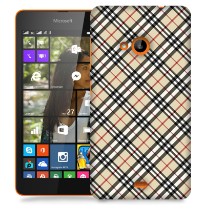 Skal till Lumia 535 - Rutig diagonal - Beige