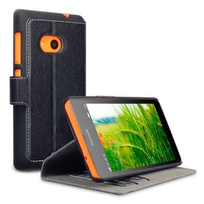 Slimmat Plånboksfodral till Microsoft Lumia 535 - Svart