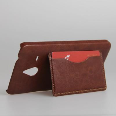 Kick-Stand Skal med Kortfack till Microsoft Lumia 640 XL - Brun