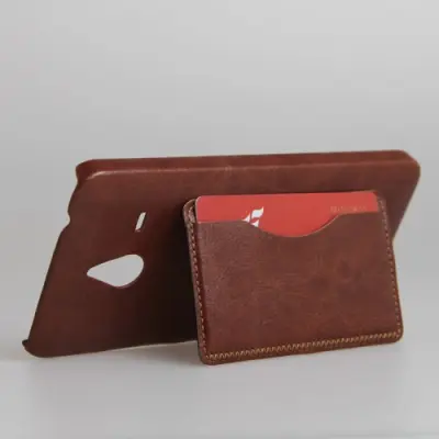 Kick-Stand Skal med Kortfack till Microsoft Lumia 640 XL - Brun