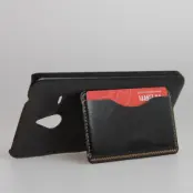 Kick-Stand Skal med Kortfack till Microsoft Lumia 640 XL - Svart