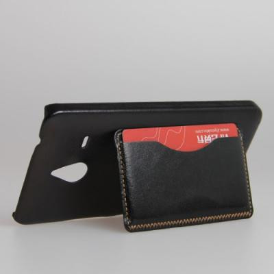 Kick-Stand Skal med Kortfack till Microsoft Lumia 640 XL - Svart