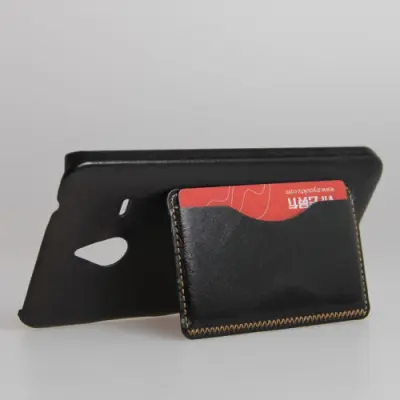 Kick-Stand Skal med Kortfack till Microsoft Lumia 640 XL - Svart