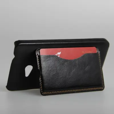 Kick-Stand Skal med Kortfack till Microsoft Lumia 640 - Svart