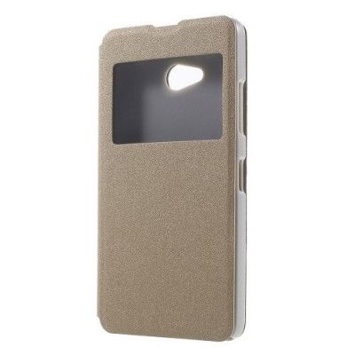 MobilFodral med dual fönster till Microsoft Lumia 640 - Guld