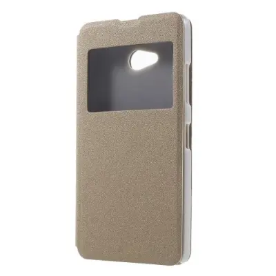 MobilFodral med dual fönster till Microsoft Lumia 640 - Guld