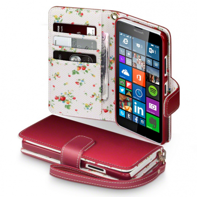 Terrapin Floral Plånboksfodral till Microsoft Lumia 640 - Röd