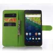 Litchi Plånboksfodral till Google Huawei Nexus 6P - Grön