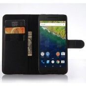 Litchi Plånboksfodral till Google Huawei Nexus 6P - Svart
