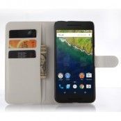 Litchi Plånboksfodral till Google Huawei Nexus 6P - Vit