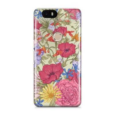 Skal till Nexus 6P - Blommor - Beige