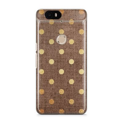 Skal till Nexus 6P - Canvas Polka - Guld/Brun