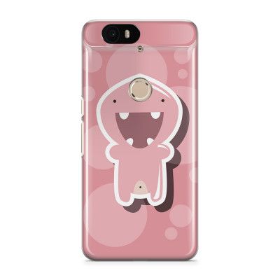 Skal till Nexus 6P - Glatt Bubbelmonster - Rosa