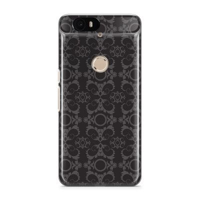 Skal till Nexus 6P - Mönstrad tapet - Svart/Grå