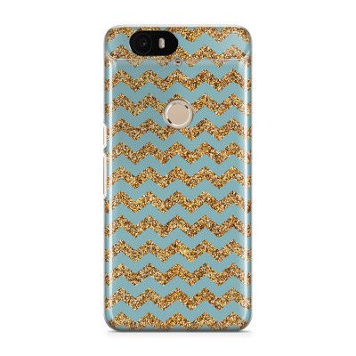 Skal till Nexus 6P - Ränder - Guld/Blå