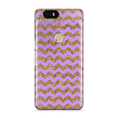 Skal till Nexus 6P - Ränder - Guld/Lila