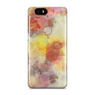 Skal till Nexus 6P - Vattenfärg - Grå/Röd