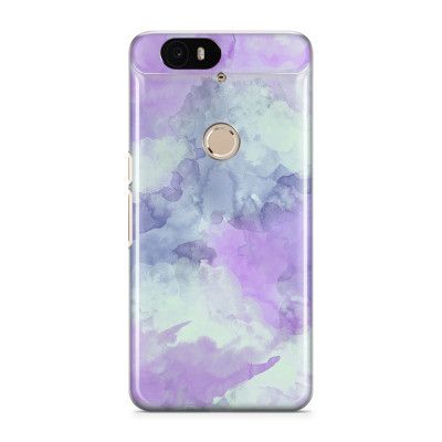 Skal till Nexus 6P - Vattenfärg - Lila/Ljusblå