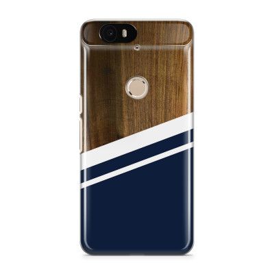 Skal till Nexus 6P - Wood ränder - Mörkblå