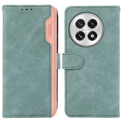 ABEEL OnePlus 13 Plånboksfodral i Splicing Konstläder Blå