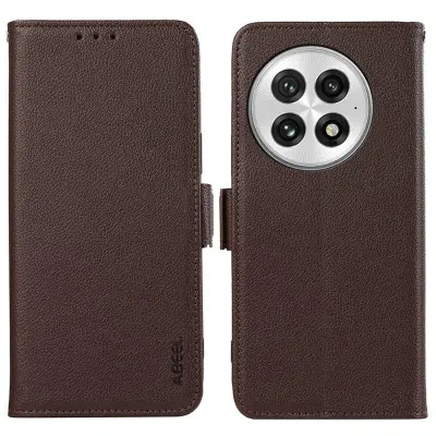 ABEEL OnePlus 13 Mobilskal KonstLäder RFID-Skydd Brun
