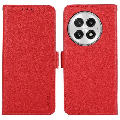 ABEEL OnePlus 13 Mobilskal KonstLäder RFID-Skydding Röd