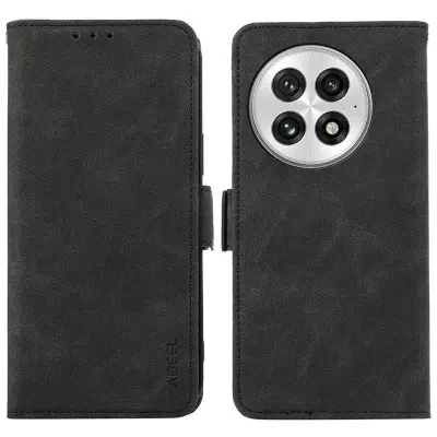 ABEEL OnePlus 13 Mobilskal KonstLäder Folio Ställ RFID-Skydding Svart