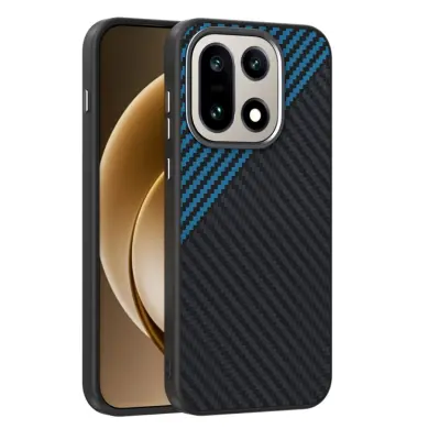 ABEEL OnePlus 15 Mobilskal MagSafe Carbon Fiber - Blå (Svart/Blå)