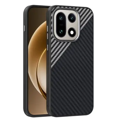 ABEEL OnePlus 15 Mobilskal MagSafe Carbon Fiber (Svart/Silver)