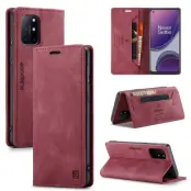 AUTSPACE OnePlus 8T Wallet Fodral KonstLäder - Röd