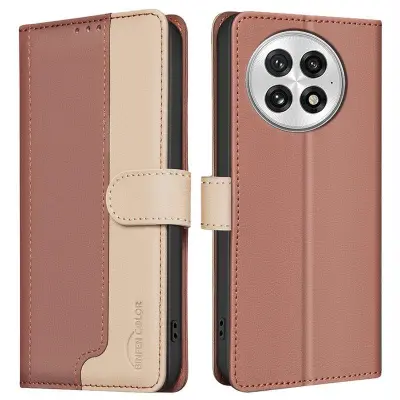 BINFEN COLOR BF33 för OnePlus 13 Plånboksfodral Konstläder - Brun