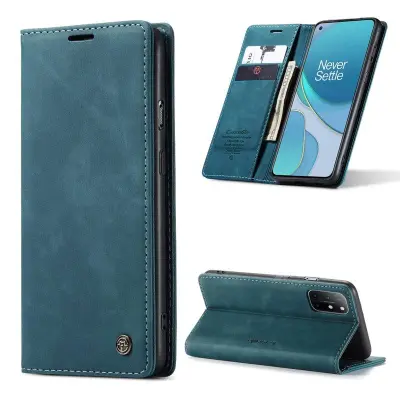 CASEME 013 Auto-absorberande Konstläderplånboksfodral OnePlus 8T Blå