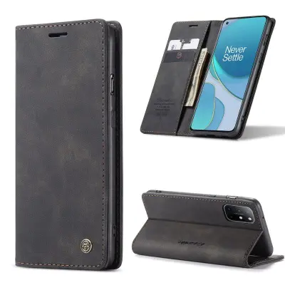 CASEME 013 Auto-absorberande Konstläderplånboksfodral OnePlus 8T - Svart