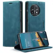 CASEME 013 OnePlus 11 5G Mobilskal Magnetisk Flip KonstLäder Blå
