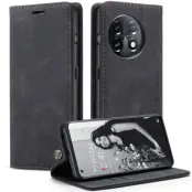 CASEME 013 OnePlus 11 5G Mobilskal Magnetisk Flip KonstLäder Svart
