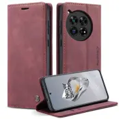 CASEME 013 OnePlus 12 5G Mobilskal Business Stil Med Kortfack Röd