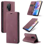 CASEME Series Plånboksfodral Konstläder för OnePlus 8 Pro - Vinröd