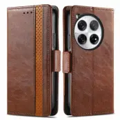 CASENEO OnePlus 12 5G Fodral PU Läder Ställ Dark Brown