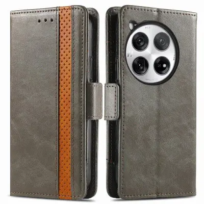 CASENEO OnePlus 12 5G Fodral PU Läder Ställ med RFID Grå