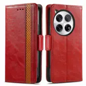 CASENEO OnePlus 12 5G Fodral PU Läder Ställ med RFID Röd