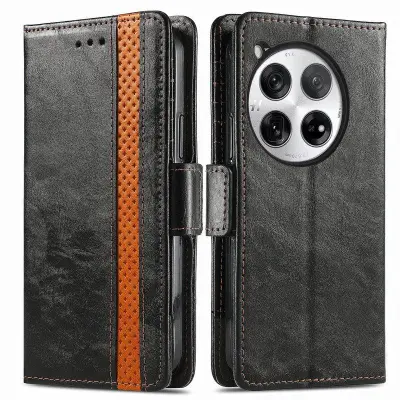 CASENEO OnePlus 12 5G Fodral PU Läder Ställ med RFID Svart