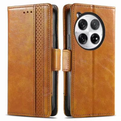 CASENEO OnePlus 12 5G Skal PU Läder Ställ med RFID - Ljusbrun