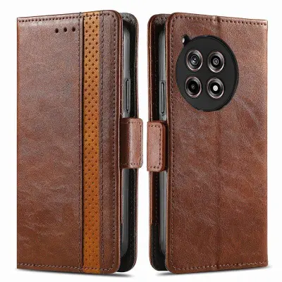 CASENEO OnePlus 12R 5G Fodral PU Läder Ställ Dark Brown
