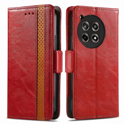 CASENEO OnePlus 12R 5G Fodral PU Läder Ställ med RFID Röd